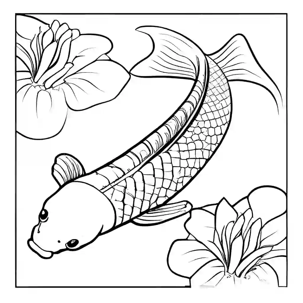 Koi pond coloring pages